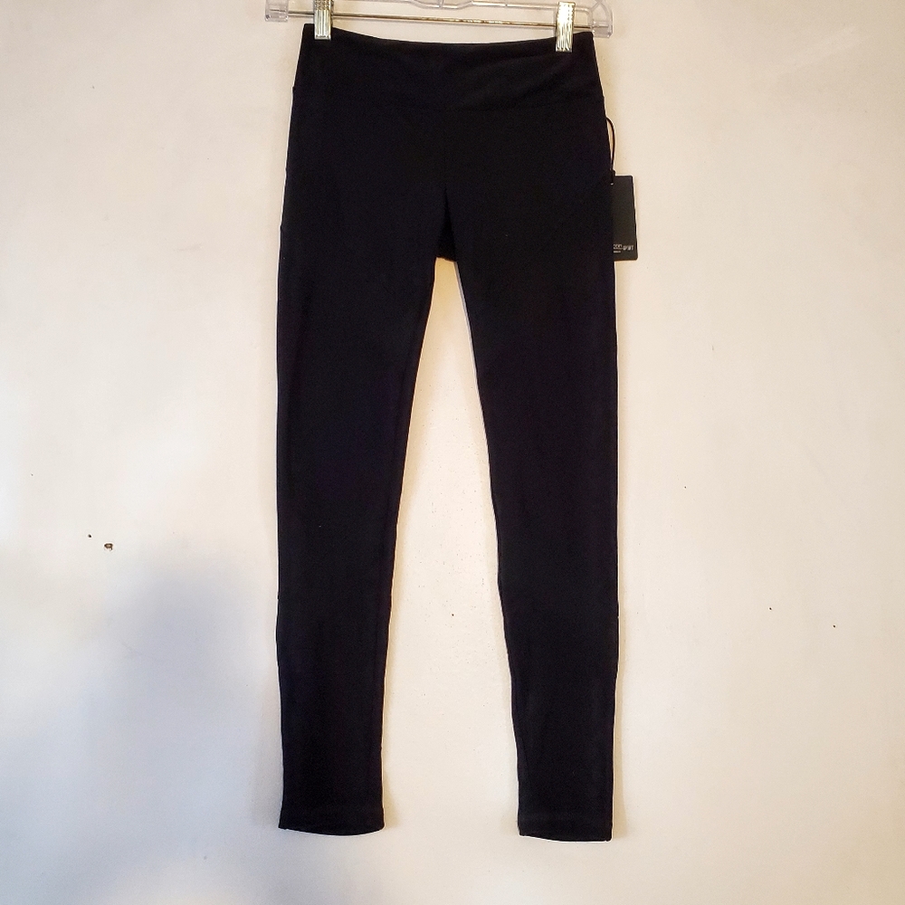 New Lanston‎ Sport Black Leggings Sheer Panels Detail Size XS NWT